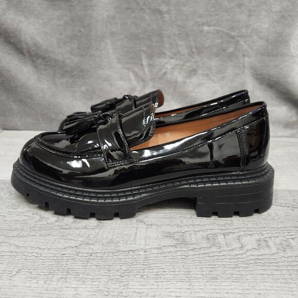 Masika Shoes - Masika Black Patent Leather Loafers with tassels, Size 40 (US 8.5) Thick-Soled
